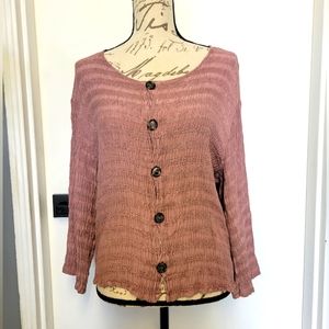 CP Shades Pink Mauve Textured Button Down Blouse‎ Size S